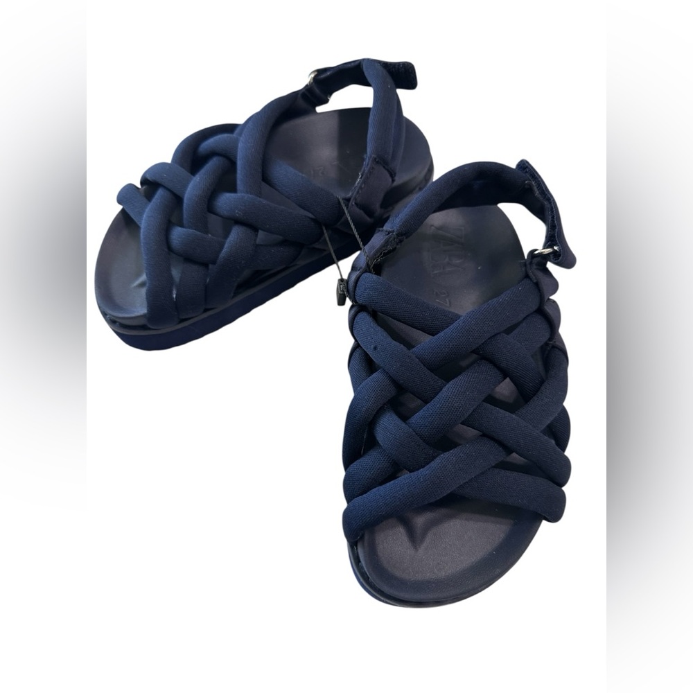 Zara Kids Girls Navy Sandals EU 27  size 10us NWOT